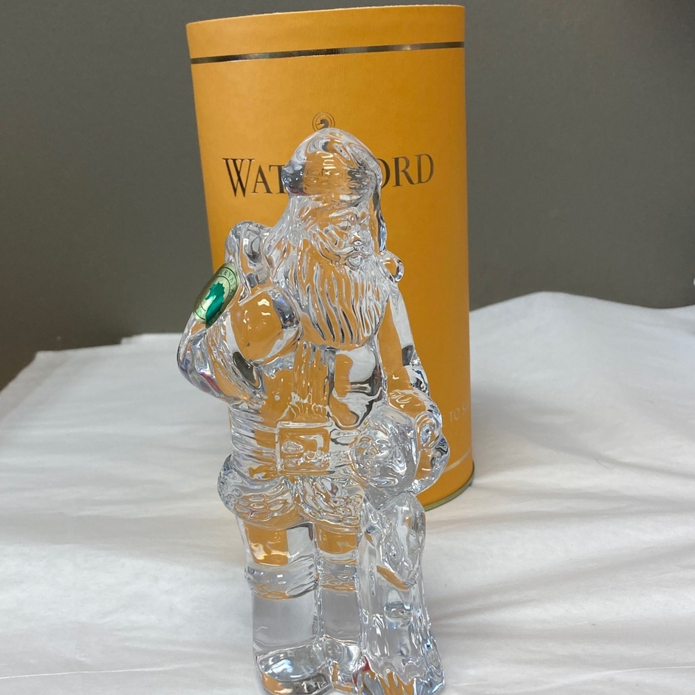 Waterford Crystal Santa with Little Girl and Gift Bag